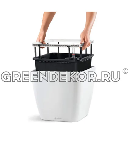 КАШПО LECHUZA QUADRO LS (СЕРО-КОРИЧНЕВЫЙ) Диаметр 28см Высота 26см фото 5