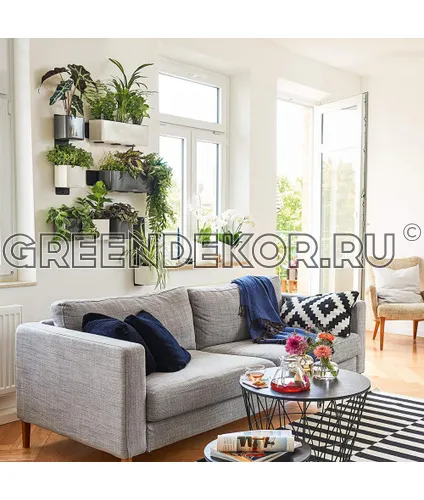 КАШПО LECHUZAGREEN WALL HOME KIT GLOSSY (АНТРАЦИТОВЫЙ)  фото 3