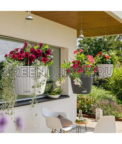 КАШПО LECHUZA NIDO COTTAGE ПОДВЕСНОЕ (гранит) Диаметр 35СМ ВЫСОТА 23СМ фото 8