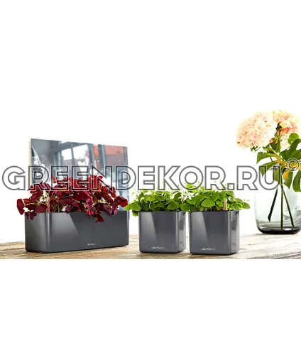 КАШПО LECHUZA CUBE GLOSSY TRIPLE (АНТРАЦИТОВЫЙ) фото 5